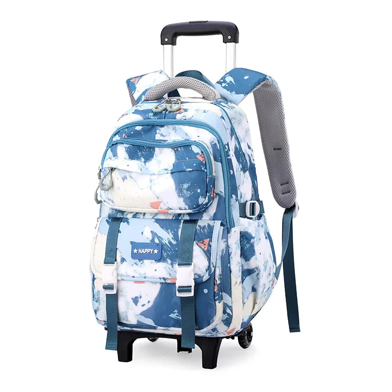 Kids School Backpack with Wheels Rolling Backpack for Girls Student Wheeled Backpack Trolley School Bag Travel Trolley Luggage
