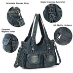 iPinee Women's Denim Bag Y2K Vintage Blue Jean Purse and Handbags Crossbody Shoulder Wallet Large Capacity