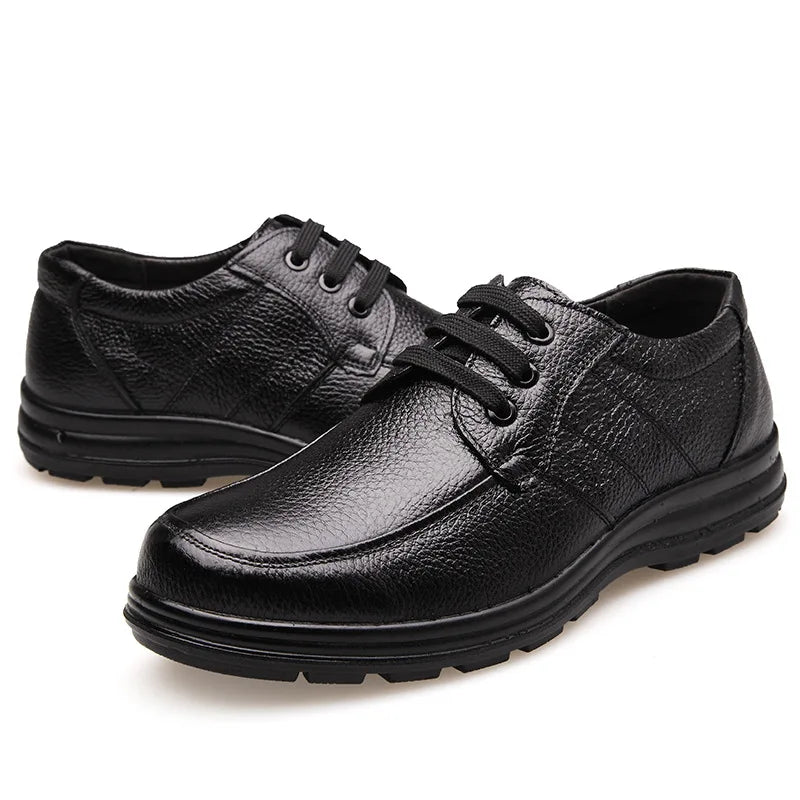Genuine Leather Shoes Men Flat Fashion Men's Casual Brogues Shoes Brand Male Footwear Soft Comfortable Black ZH740