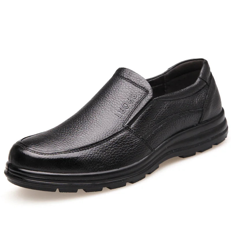 Genuine Leather Shoes Men Flat Fashion Men's Casual Brogues Shoes Brand Male Footwear Soft Comfortable Black ZH740