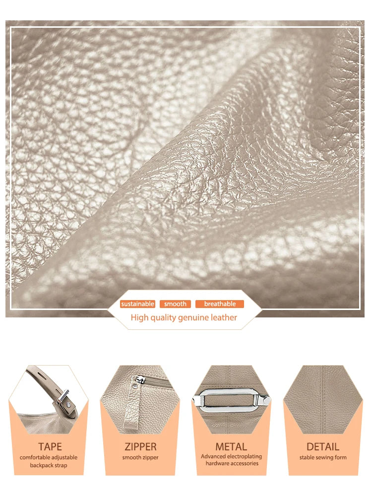 Zency 100% Genuine Leather Large Women Top Handle Shoulder Bag Tote Handbag Purse Black Leather Hobo Bag Underarm Zipper Bags