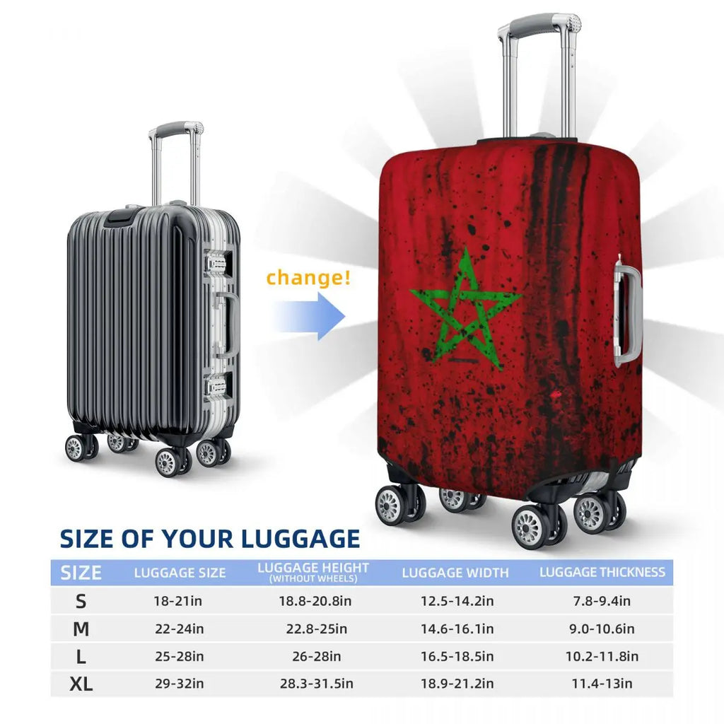 Custom Moroccan Proud Morocco Flag Suitcase Cover Elastic Travel Luggage Covers for 18-32 inch