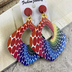 Fashion Bohemian Color Painted Water Drop Wooden Earrings for Women Ethnic Style Long Hollow Dangle Earring Female Jewelry