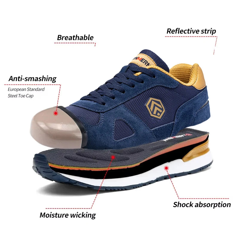 LARNMERN Men Steel Toe Shoes Antistatic Safety Shoes Women Composite Breathable Slip On Work Sneakers Industries Protection