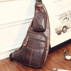 New Men Genuine Leather Cowhide Vintage Sling Single Chest Back Day Pack Travel Famous Casual Cross Body Messenger Shoulder Bag