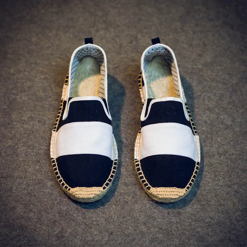 Spring Summer Mens Casual Shoes Slip-on Flat Cloth Breathable Fisherman Brand Male Footwear Red Black XZ19