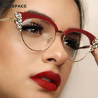 45120 Optical Luxury Cat Eye Glasses Frames Women Shiny Rhinestones Eyewear EyeGlasses