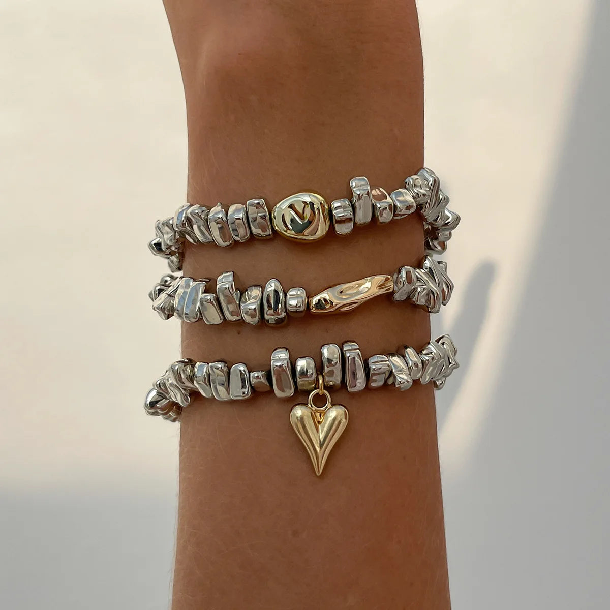 Vintage Irregularity Unique Design CCB Bead Heart-Shaped Pendant Bracelet SetS for Woman Fashion Bracelet Jewelry Holiday Gift