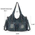iPinee Women's Denim Bag Y2K Vintage Blue Jean Purse and Handbags Crossbody Shoulder Wallet Large Capacity