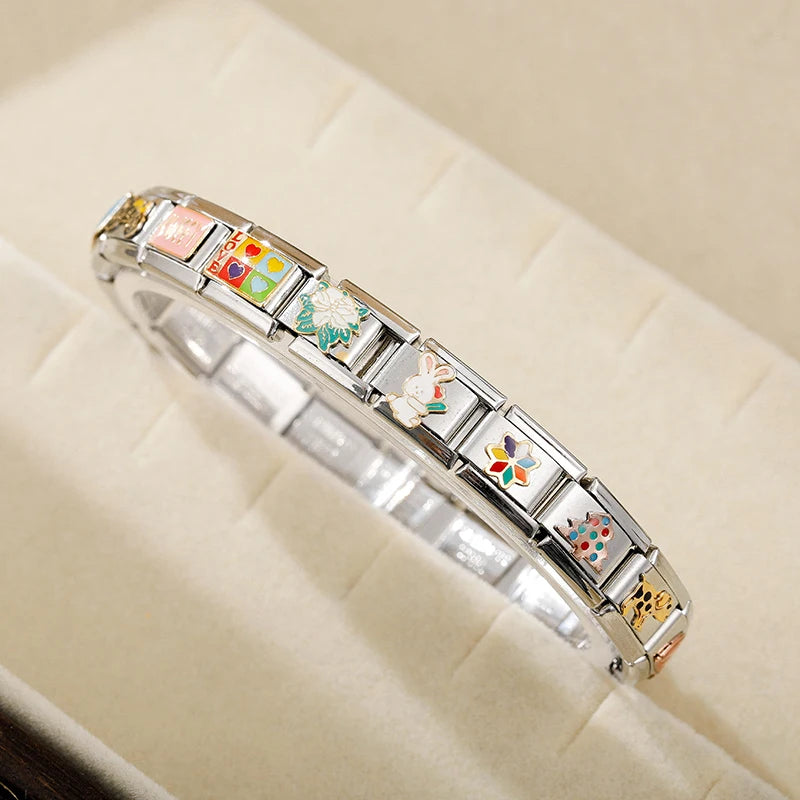 Hapiship Original Daisy Horse Love Butterfly Mom Dog Motorcycle Elephant Charm Fit Bracelet Stainless Steel Jewelry Making DJ003