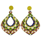 Fashion Bohemian Color Painted Water Drop Wooden Earrings for Women Ethnic Style Long Hollow Dangle Earring Female Jewelry