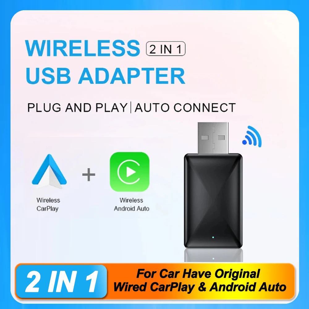 NEW 2in1 Wireless CarPlay AI Mini Android Auto Box Plug&Play Automatic Connection Compatible with 99% of Cars For Car Radio