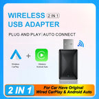 NEW 2in1 Wireless CarPlay AI Mini Android Auto Box Plug&Play Automatic Connection Compatible with 99% of Cars For Car Radio