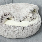 Winter Plush Pet Cat Bed Round Cat Cushion Cat House 2 In 1 Warm Cats Basket Pet Sleep Bag Kitten Nest Kennel for Small Dog Cats