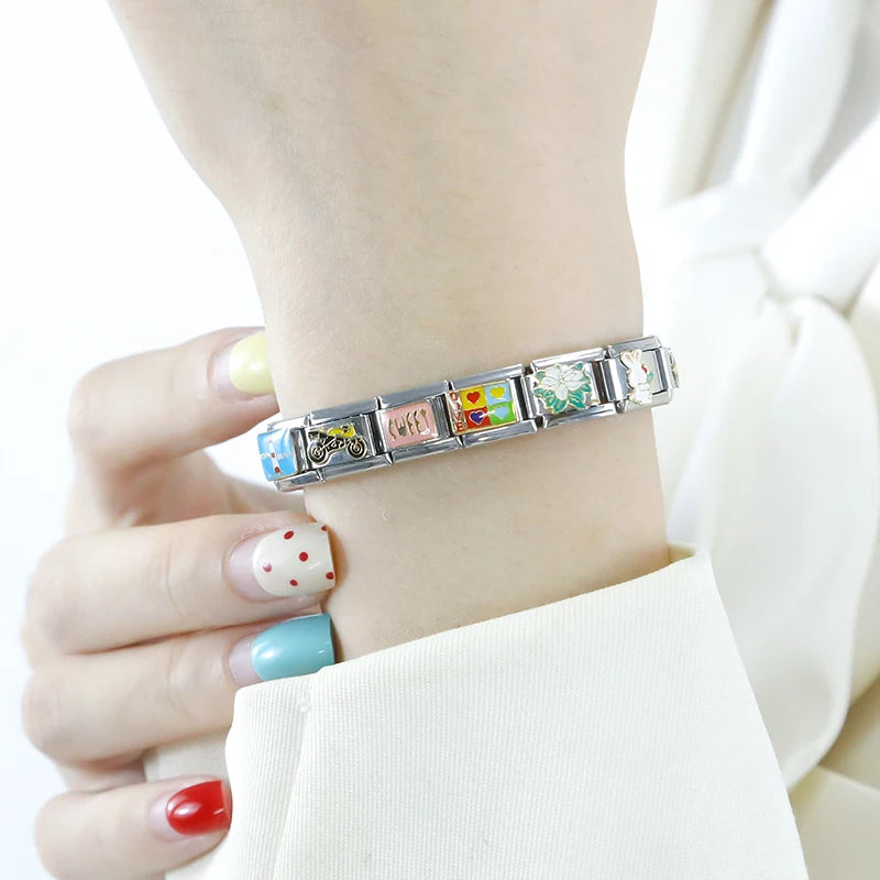 Hapiship Original Daisy Horse Love Butterfly Mom Dog Motorcycle Elephant Charm Fit Bracelet Stainless Steel Jewelry Making DJ003